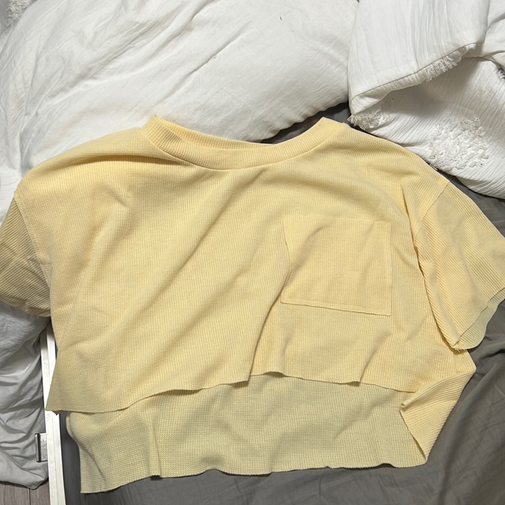 Altar’d State Yellow Oversized Cropped Top
